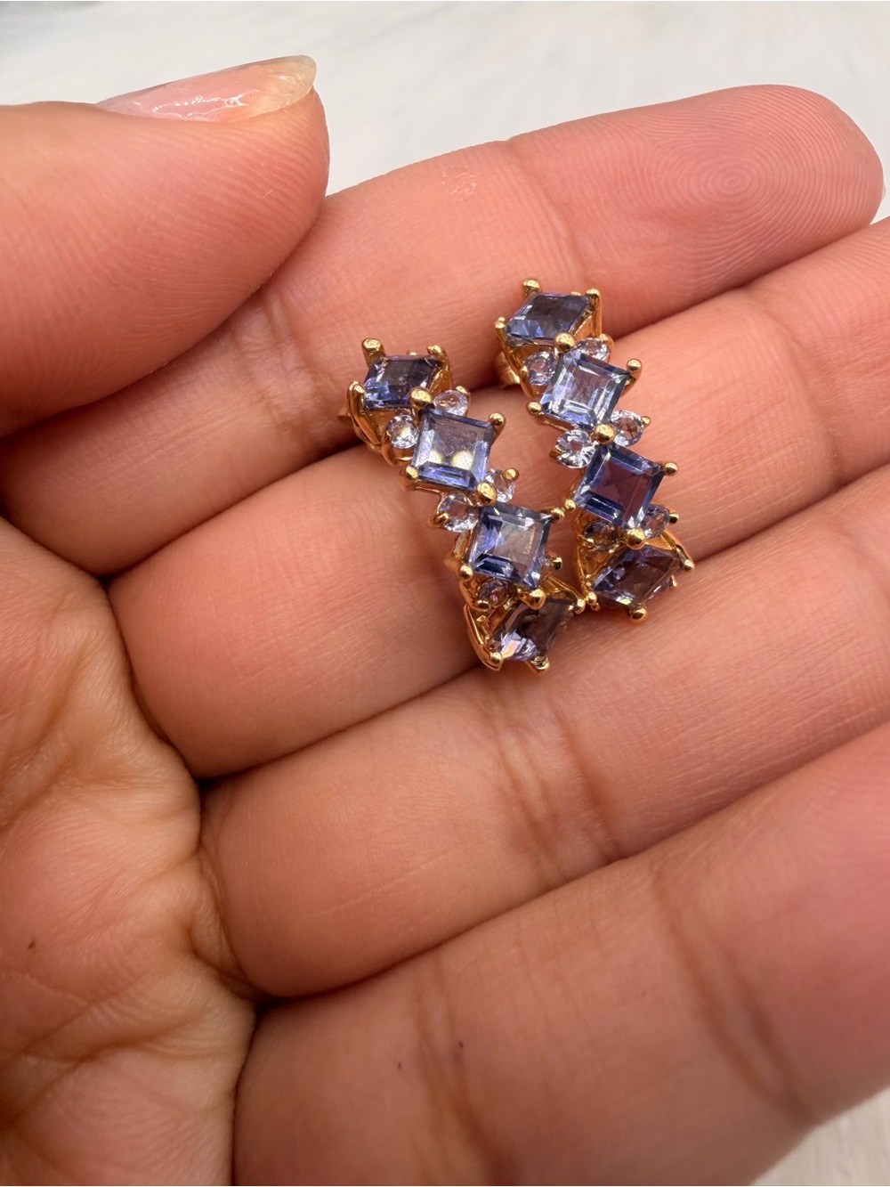 14k Yellow Gold 3 Ctw Lolite Earrings.